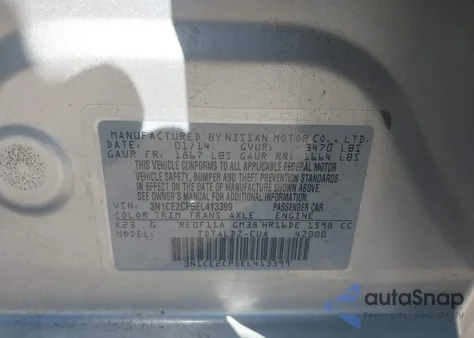 2014 Nissan Versa Note Sv from USA, damaged, VIN 3N1CE2CP5EL413399